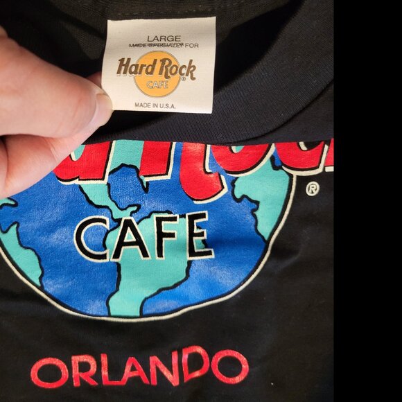 Hard Rock Cafe Vintage 90s Orlando Black T-Shirt Save The Planet - Picture 2 of 2
